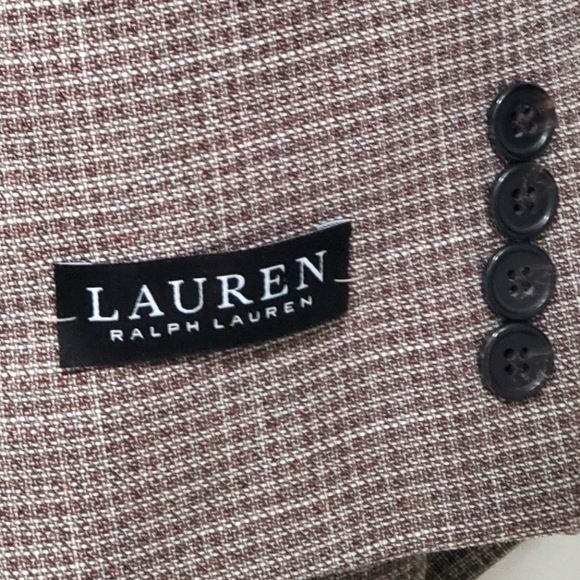 LAUREN RALPH LAUREN Brown/Cream Lexington BLAZER 46R NWT! Msrp:$295 - Picture 4 of 9